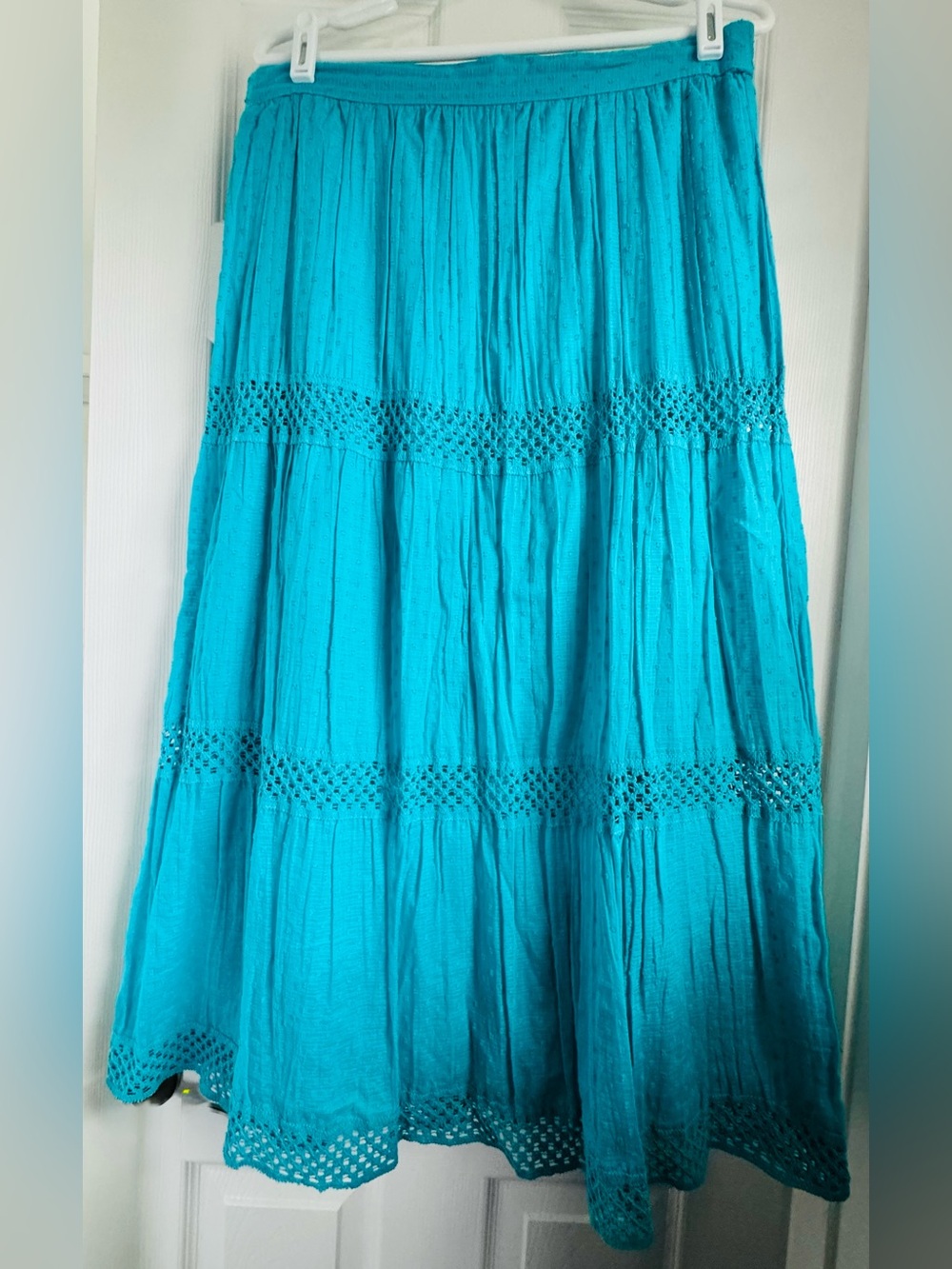 Turquoise/Teal Cotton Boho Style Skirt SZ Large